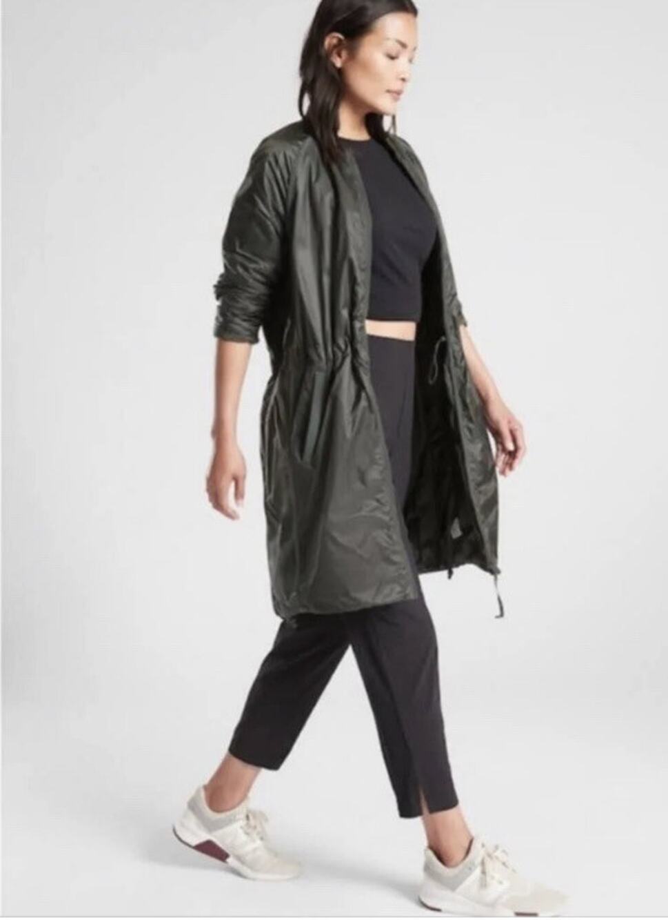 Athleta Size Small Summit Black Insulated Longline Parka Rain Jacket Lightweight